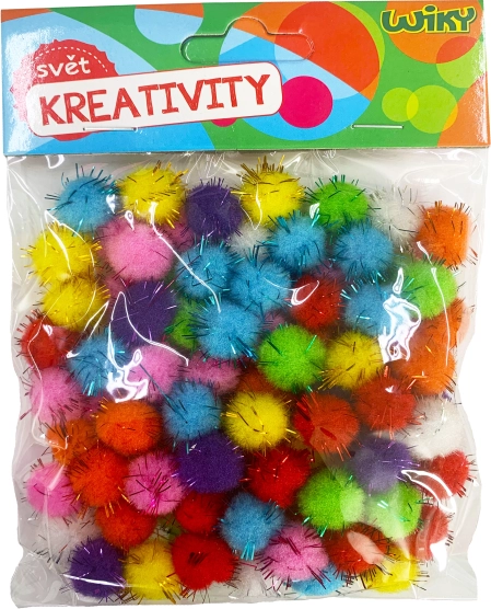 Pompon pailleté 15 mm, 80 pcs