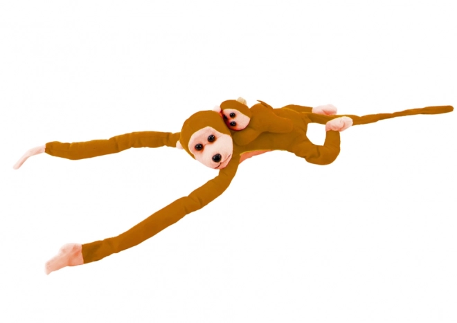 Singe en peluche avec bébé 70 cm