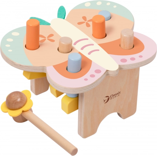 Tablette en bois avec chevilles CLASSIC WORLD Montessori Papillon
