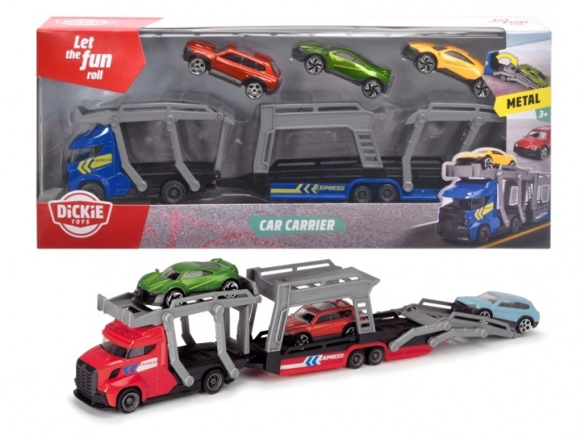 Transporteur automobile 28 cm + 3 petites voitures, 2 types
