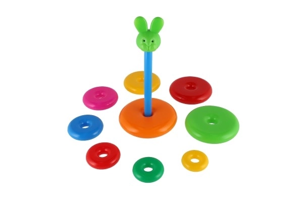 Pyramide à empiler avec anneaux en plastique 28 cm ass. 2 types en filet 12m+