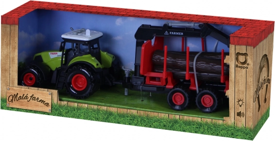 Tracteur en plastique avec son et lumière, remorque et pince