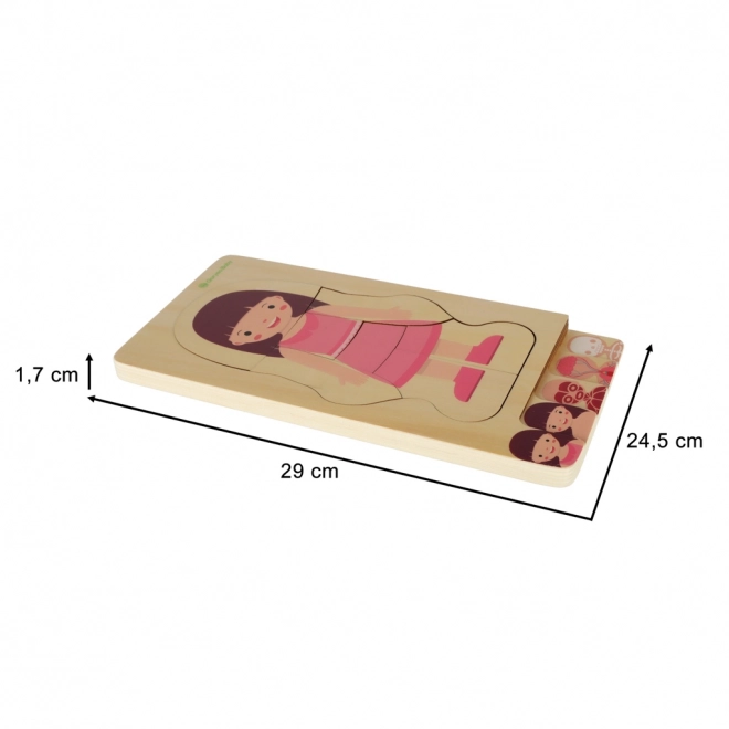 Puzzle en bois Montessori parties du corps - fille