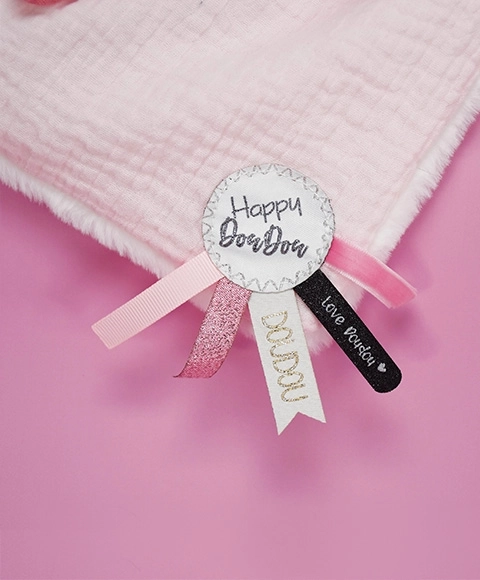 Ensemble cadeau Doudou rose - lapin avec couverture carrée