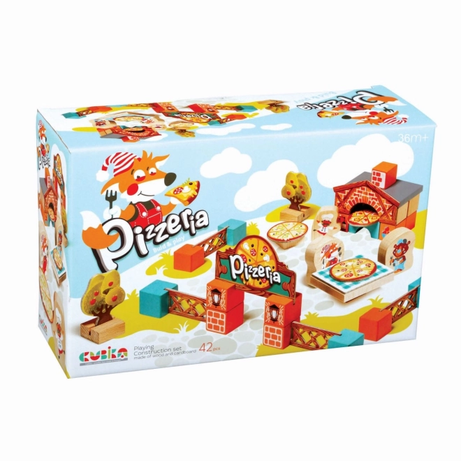 CUBIKA 14835 Pizzeria - kit de construction en bois avec accessoires en carton