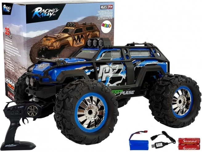 Voiture RC de course 1:18 bleue tout-terrain 35 km/h