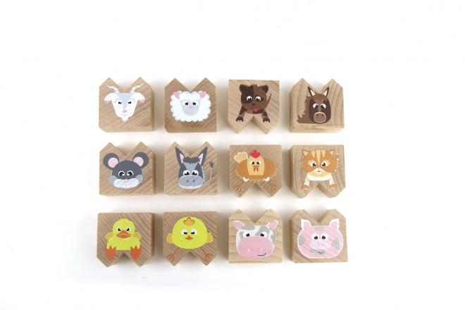 Jeu d'équilibre en bois avec animaux domestiques
