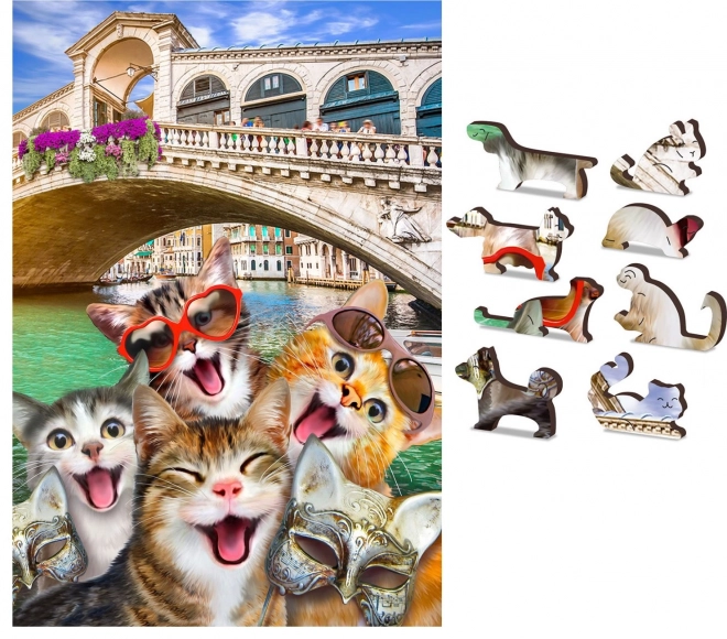 Puzzle en bois Chatons à Venise 2en1