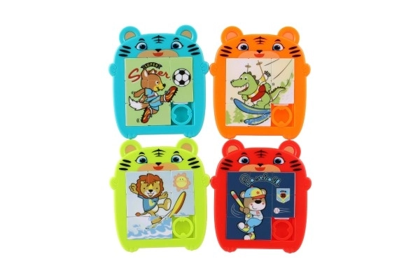 Casse-tête animal en plastique 9x10cm 4 couleurs sur carte