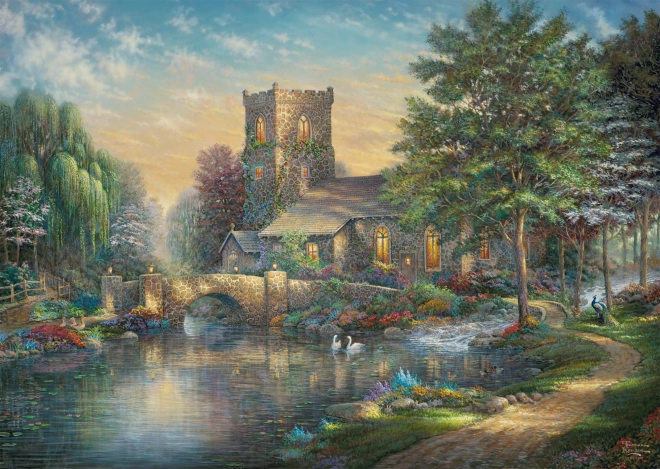 Puzzle Chapelle dans la forêt de saules 1000 pièces