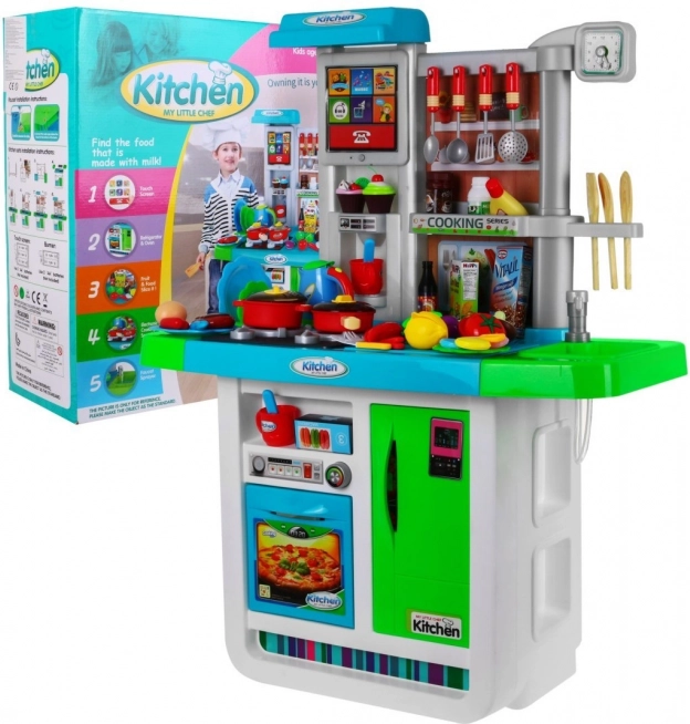 Cuisine interactive pour enfants 3+ avec robinet d’eau, lumières et sons – Bleue