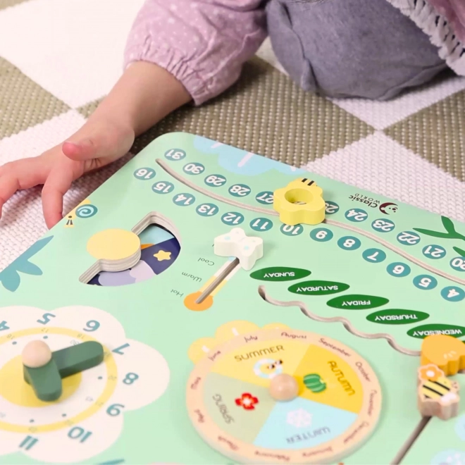 Calendrier éducatif en bois en anglais