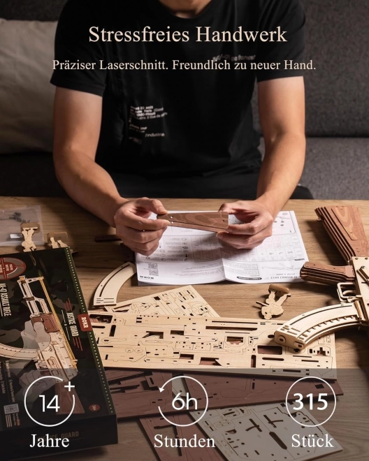 RoboTime 3D Puzzle mécanique en bois fusil d'assaut AK-47