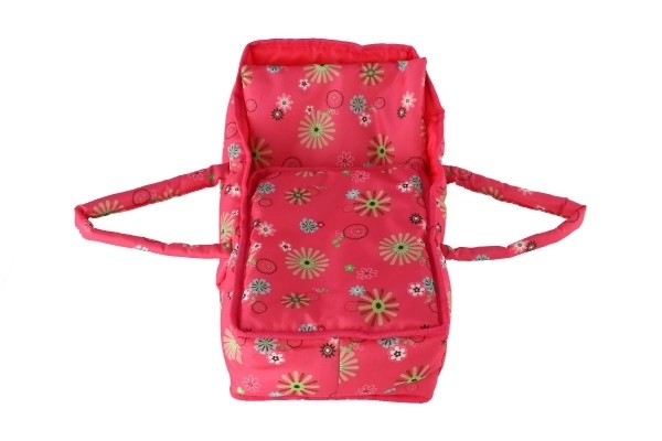 Couffin en tissu portable pour poupées motif floral rose 21x40x18 cm