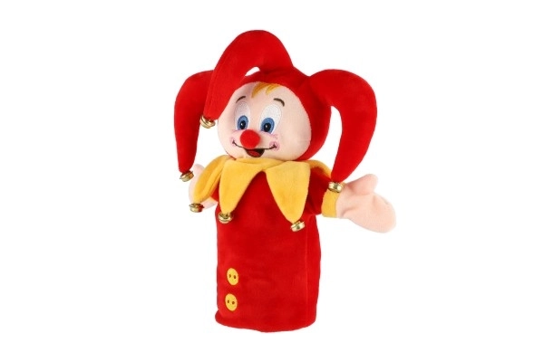 Pantin Kasparek marionnette à main en peluche 28cm avec grelots sur carte