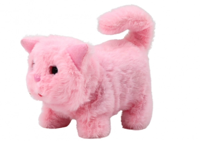 Chat en peluche interactif rose