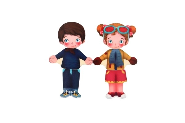 Puzzle en bois habillage - fille et garçon