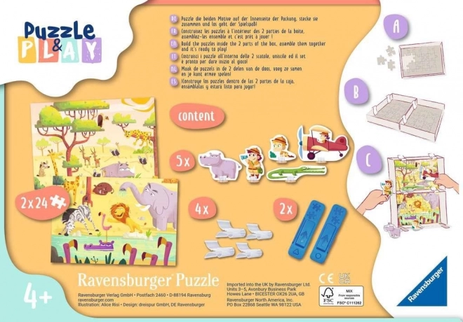 RAVENSBURGER Puzzle&Play: Safari 2x24 pièces