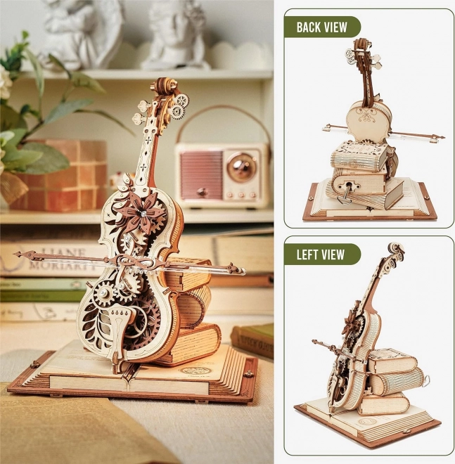 Casse-tête mécanique en bois RoboTime Violoncelle Magique (moteur électrique)