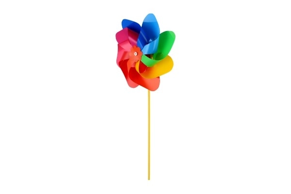 Moulin à vent diamètre 22cm plastique couleur arc-en-ciel 47cm