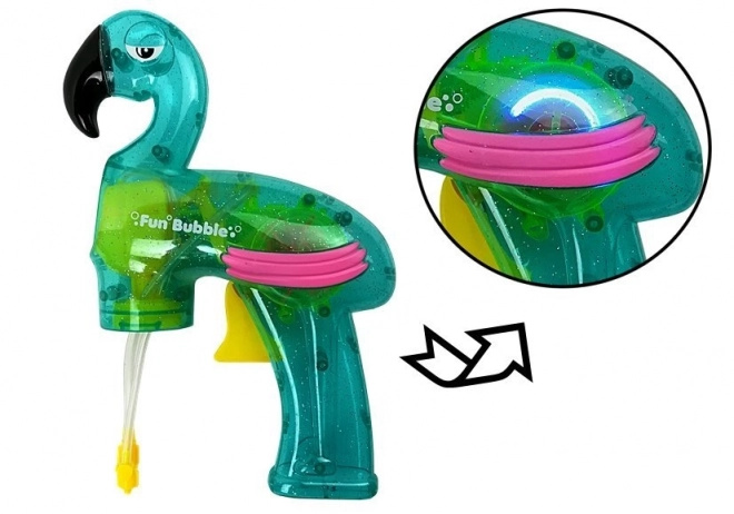 Pistolet à bulles flamant rose bleu