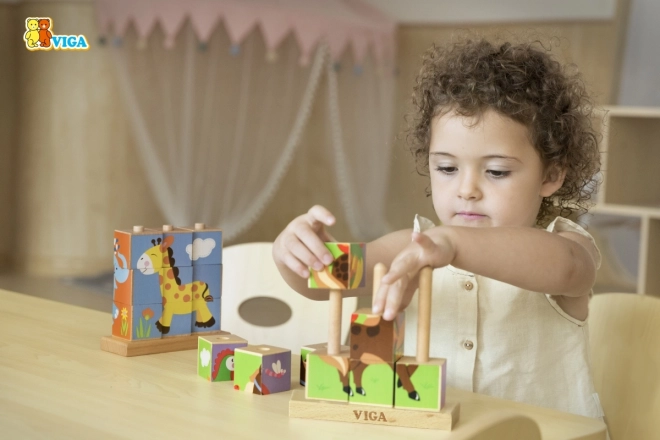 Cubes en bois 9 pcs - ferme