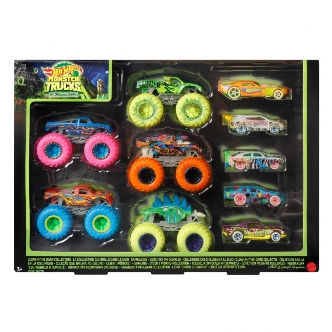 Les camions monstres Hot Wheels brillent dans l'obscurité 10 pcs