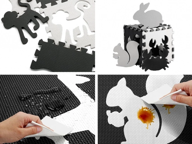 Tapis mousse contrasté animaux et formes