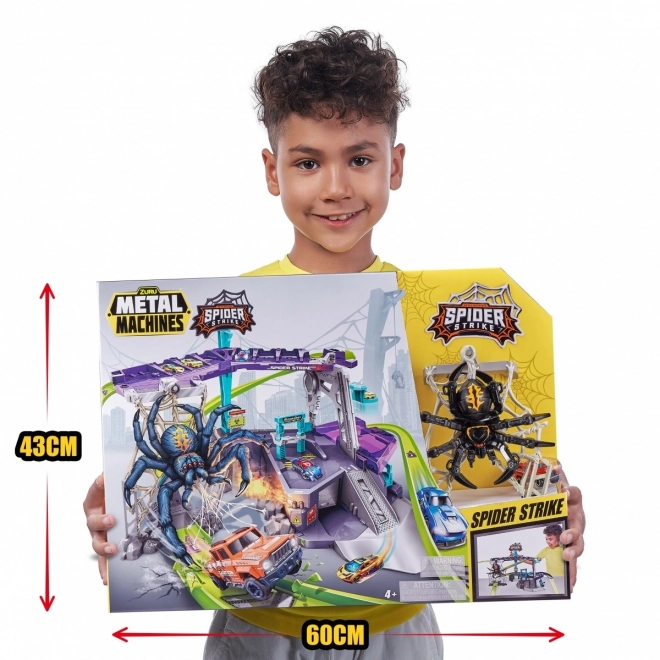 Circuit de voitures attaqué par l'araignée