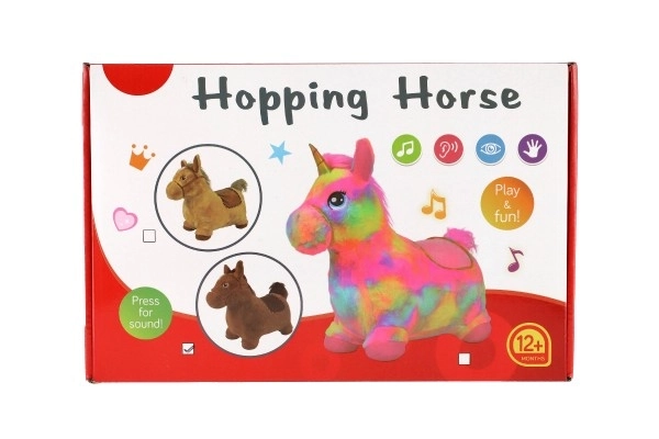 Cheval en peluche marron à effets