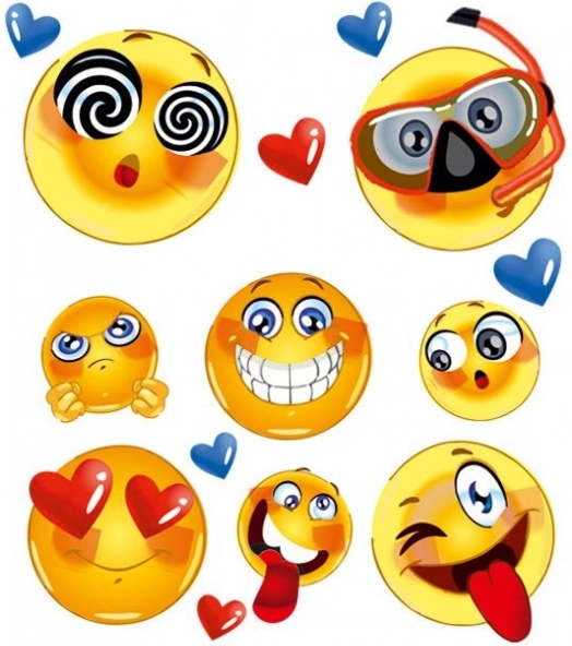 Autocollants thermocollants Emoji – petite planche 15 × 21 cm
