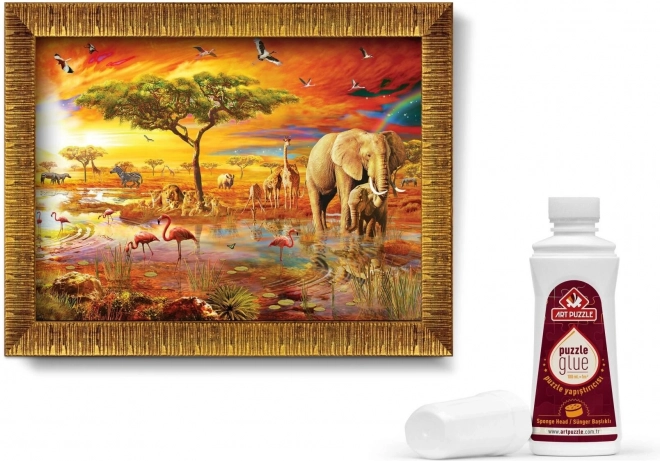 ART PUZZLE Puzzle avec cadre et colle 3-en-1 1000 pièces – Rois de la savane