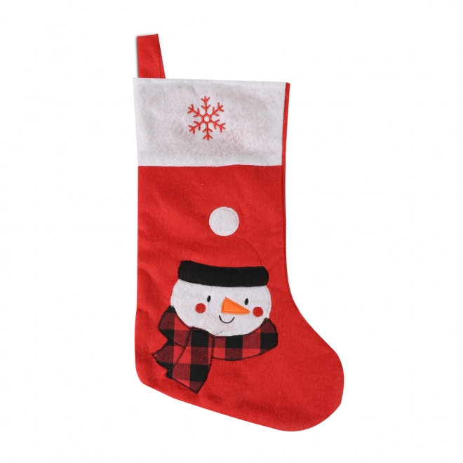 Chaussette de Noël rouge avec bonhomme de neige