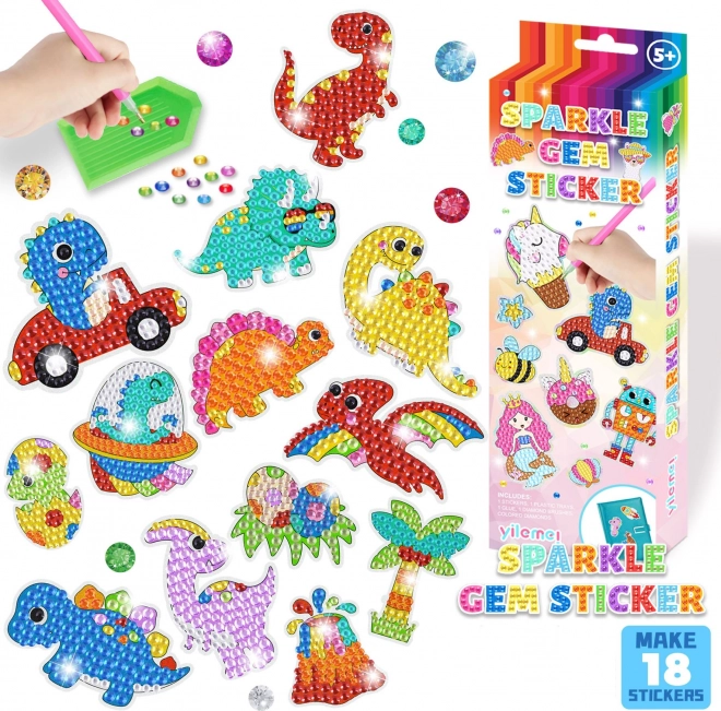 Kit de peinture de diamant pour enfants autocollants - dinosaures