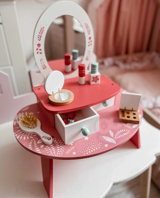 Coiffeuse en bois rose avec miroir Tooky Toy