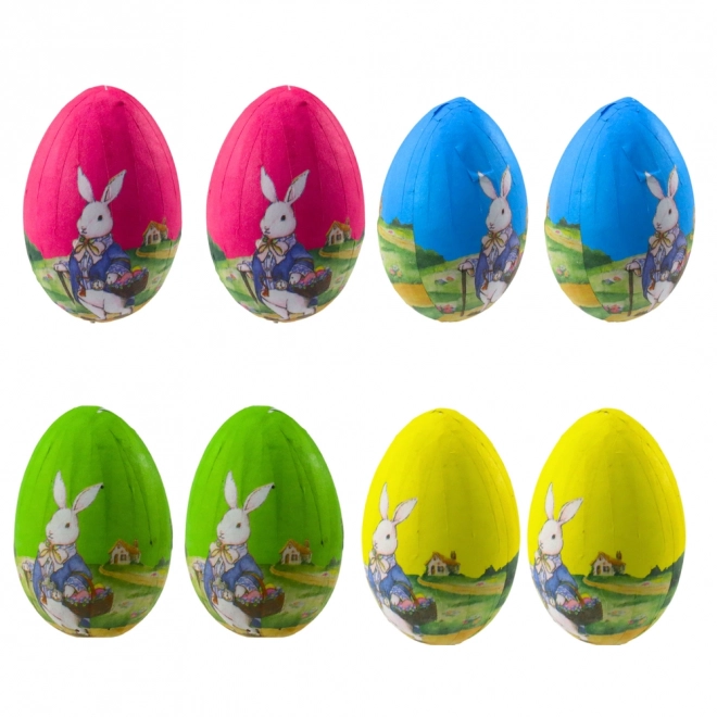 Œufs de Pâques sur fil avec lapin - ensemble de 6 pièces