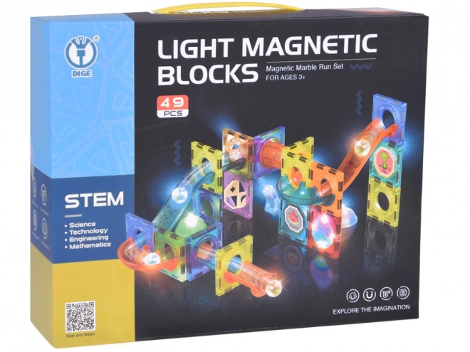 Cubes magnétiques 3D pour enfants Construction de pistes de billes lumineuses 49 éléments ZA5250