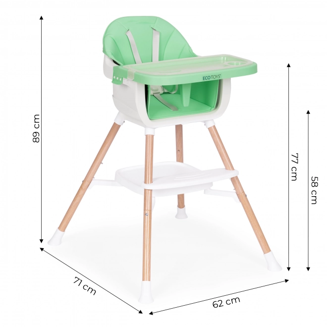 Chaise haute pour enfants 2en1 verte ECOTOYS