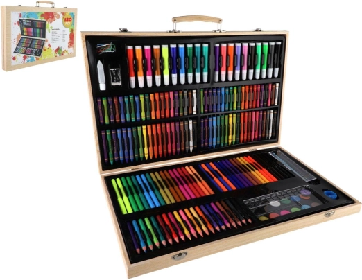Ensemble créatif de peinture 180 pcs dans une mallette en bois 47 × 30 × 4,5 cm