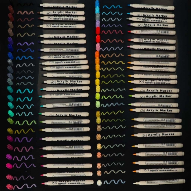 Marqueurs acryliques imperméables pour tissus et pierres, ensemble de 48 pcs