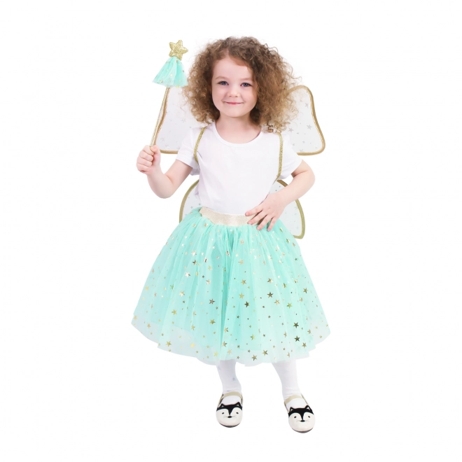 Costume pour enfant fée verte avec baguette et ailes