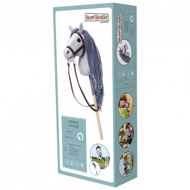HOPPIHORSE cheval à bâton hobby horse taille A4 gris