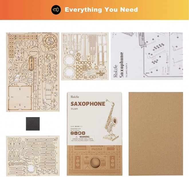 Saxophone - Kit de construction en bois 3D
