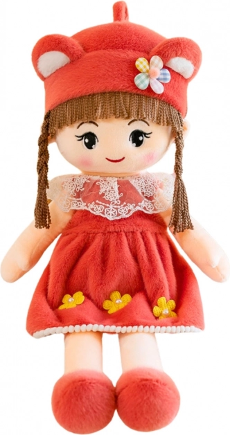 Poupée textile douce en robe rouge