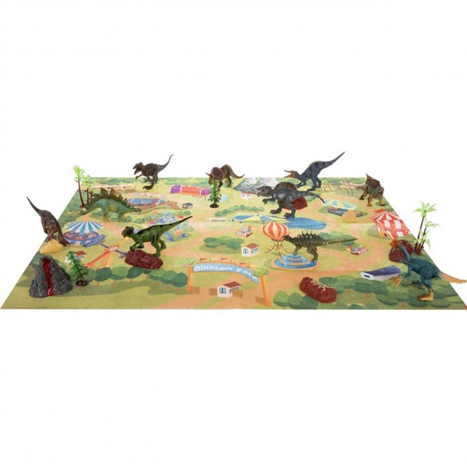 Grande ensemble de dinosaures XXL avec tapis Monde préhistorique