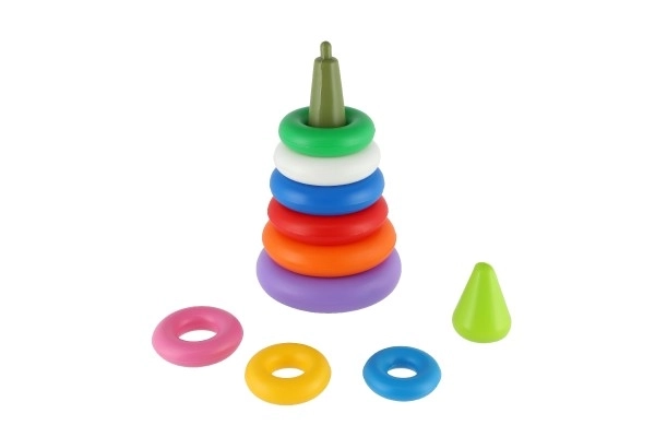 Pyramide à empiler en plastique 2 couleurs dans filet 15x31cm 12m+