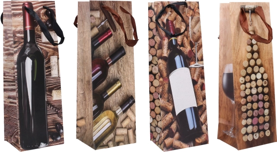 Sac cadeau pour bouteille moyen, 12 × 35 × 10 cm, toutes saisons