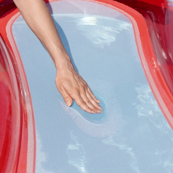 Matelas gonflable rouge avec fond en filet