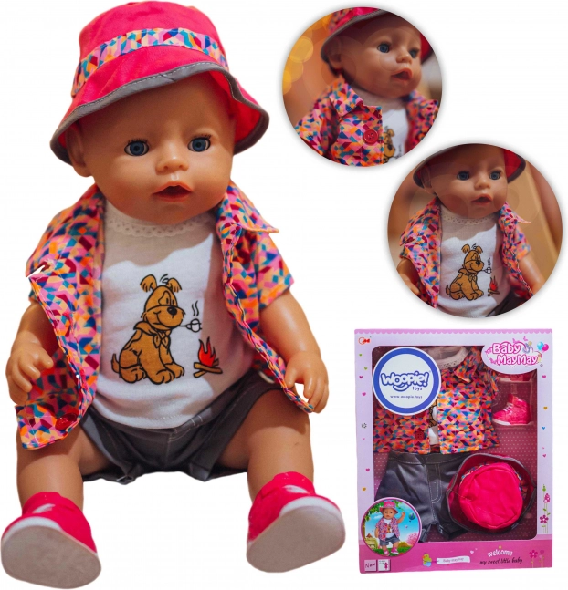 ensemble coloré de vêtements pour poupée avec chien WOOPIE 43–46 cm