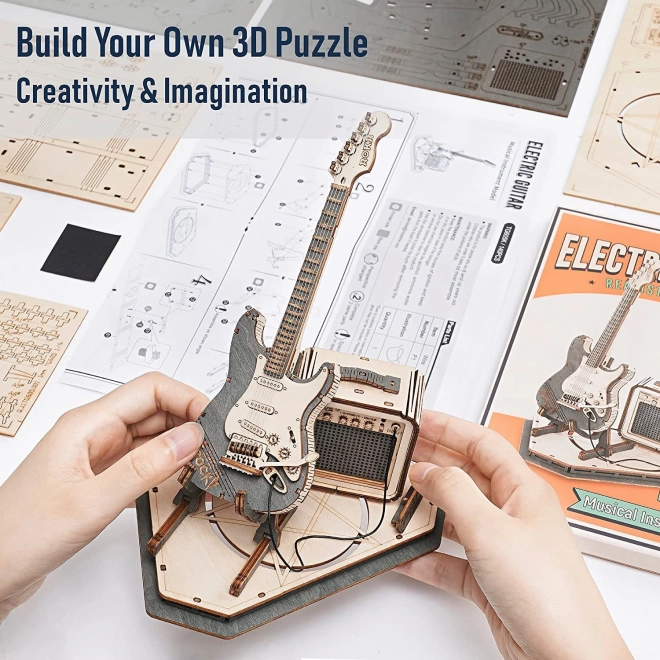 Puzzle 3D en bois RoboTime - Guitare Électrique